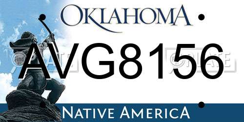 AVG8156 Oklahoma License Plate