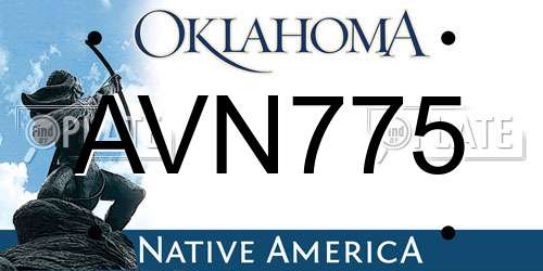 AVN775 Oklahoma License Plate