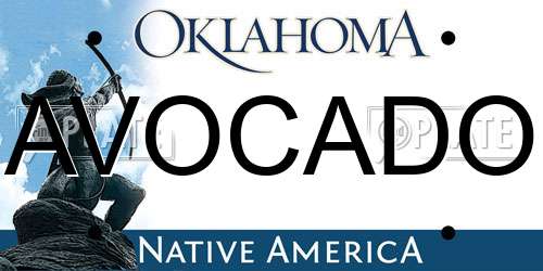 AVOCADO Oklahoma License Plate