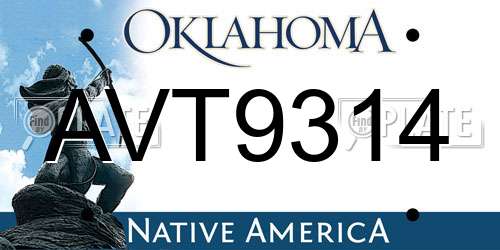 AVT9314 Oklahoma License Plate