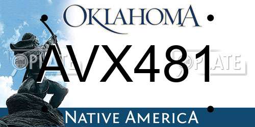 AVX481 Oklahoma License Plate
