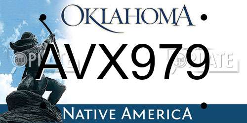 AVX979 Oklahoma License Plate