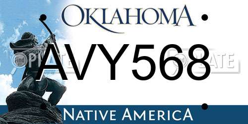 AVY568 Oklahoma License Plate