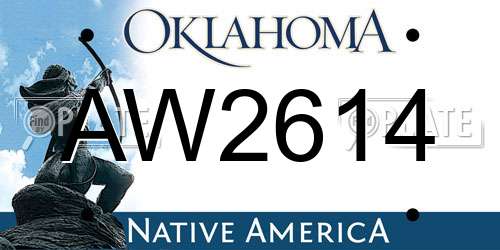 AW2614 Oklahoma License Plate