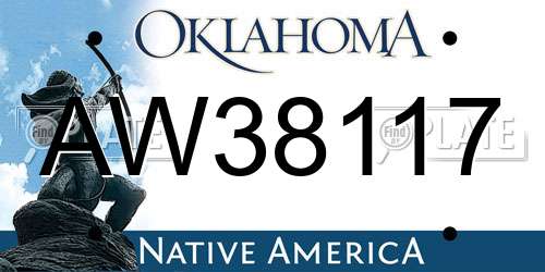 AW38117 Oklahoma License Plate