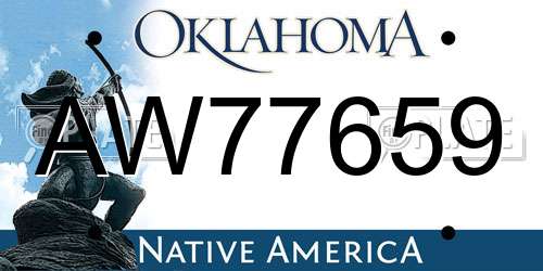 AW77659 Oklahoma License Plate