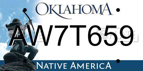 AW7T659 Oklahoma License Plate