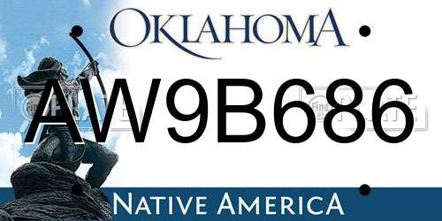 AW9B686 Oklahoma License Plate