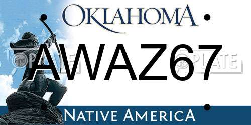 AWAZ67 Oklahoma License Plate