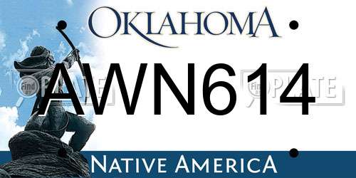 AWN614 Oklahoma License Plate