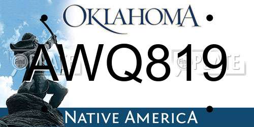 AWQ819 Oklahoma License Plate