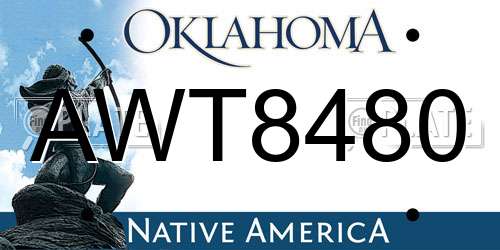 AWT8480 Oklahoma License Plate
