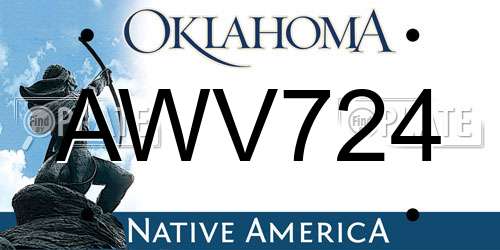 AWV724 Oklahoma License Plate