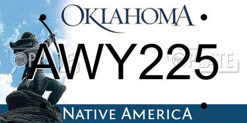 AWY225 Oklahoma License Plate
