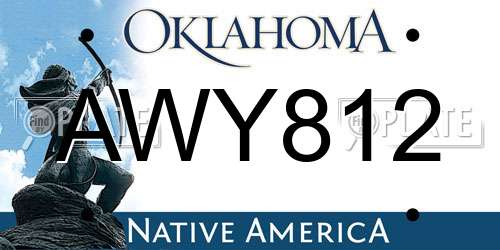 AWY812 Oklahoma License Plate