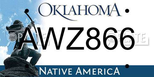 AWZ866 Oklahoma License Plate