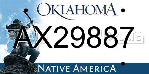 AX29887 Oklahoma License Plate