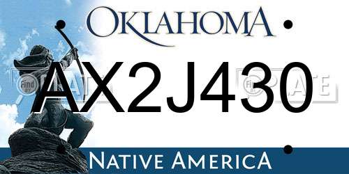 AX2J430 Oklahoma License Plate
