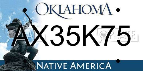 AX35K75 Oklahoma License Plate