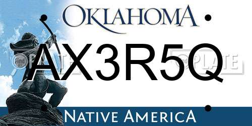 AX3R5Q Oklahoma License Plate