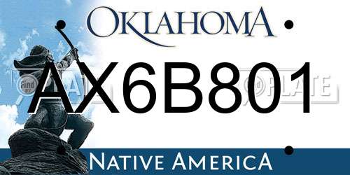 AX6B801 Oklahoma License Plate