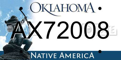 AX72008 Oklahoma License Plate