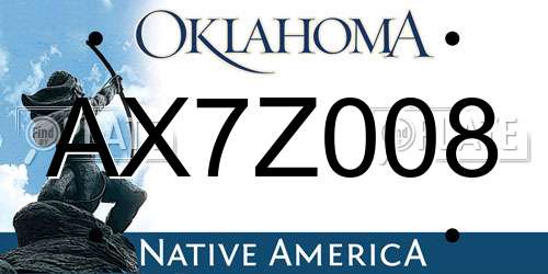 AX7Z008 Oklahoma License Plate