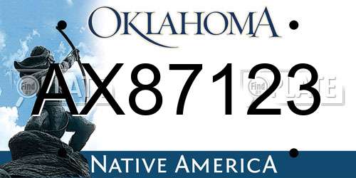 AX87123 Oklahoma License Plate