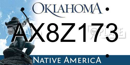 AX8Z173 Oklahoma License Plate