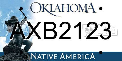 AXB2123 Oklahoma License Plate
