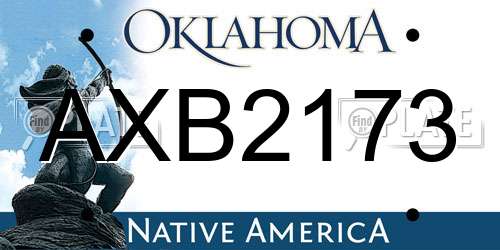 AXB2173 Oklahoma License Plate