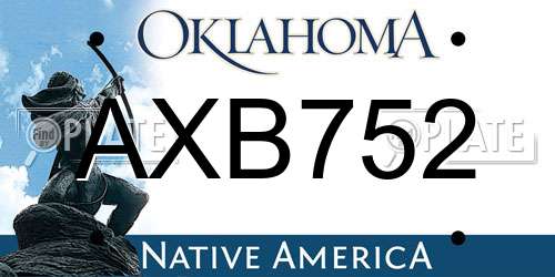 AXB752 Oklahoma License Plate