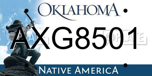 AXG8501 Oklahoma License Plate