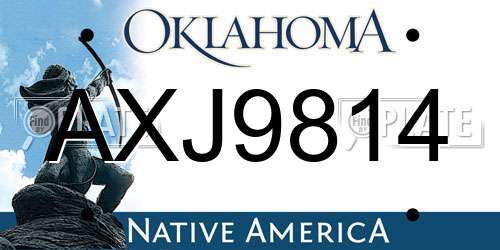 AXJ9814 Oklahoma License Plate
