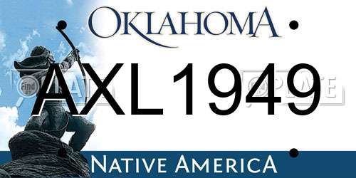 AXL1949 Oklahoma License Plate