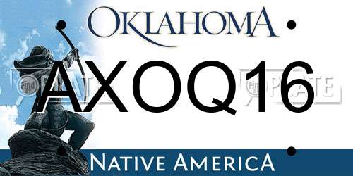 AXOQ16 Oklahoma License Plate