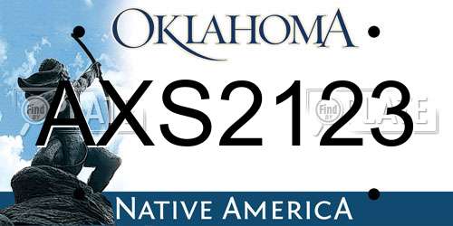 AXS2123 Oklahoma License Plate