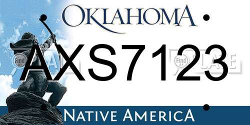 AXS7123 Oklahoma License Plate