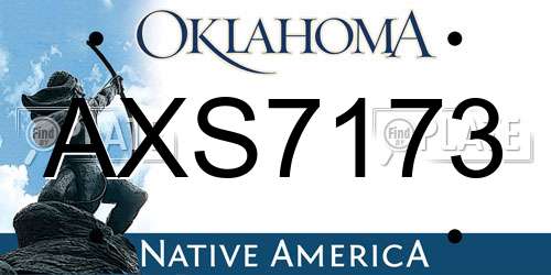AXS7173 Oklahoma License Plate