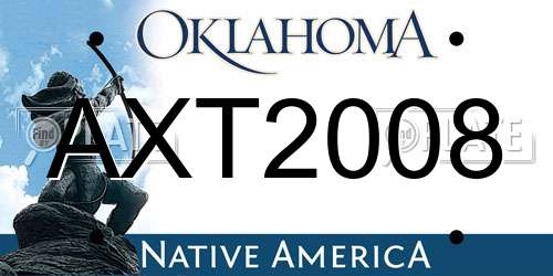 AXT2008 Oklahoma License Plate