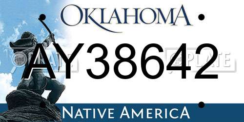 AY38642 Oklahoma License Plate