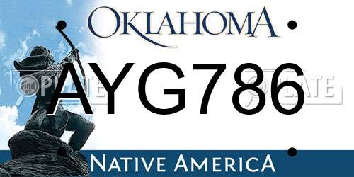 AYG786 Oklahoma License Plate
