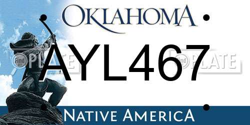 AYL467 Oklahoma License Plate