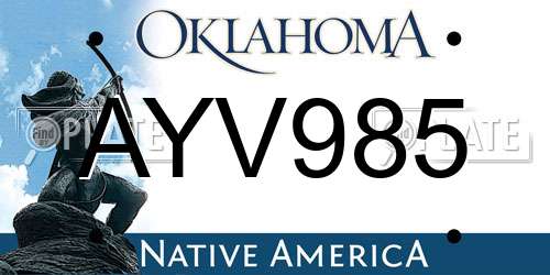AYV985 Oklahoma License Plate
