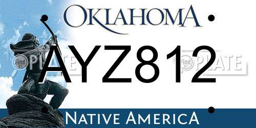 AYZ812 Oklahoma License Plate