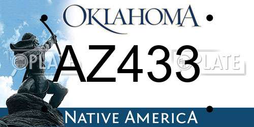 AZ433 Oklahoma License Plate