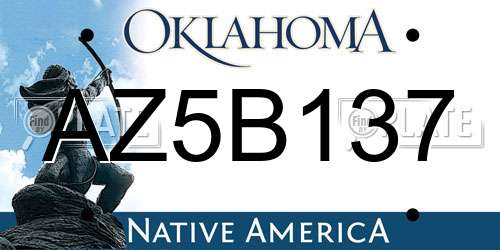 AZ5B137 Oklahoma License Plate