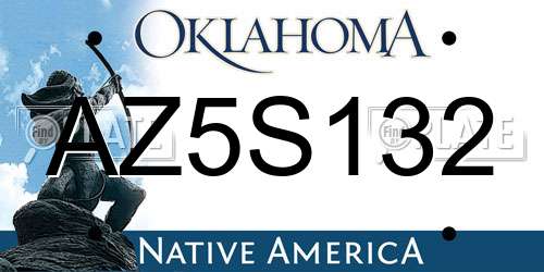 AZ5S132 Oklahoma License Plate