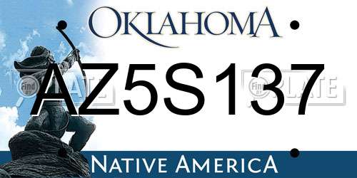 AZ5S137 Oklahoma License Plate