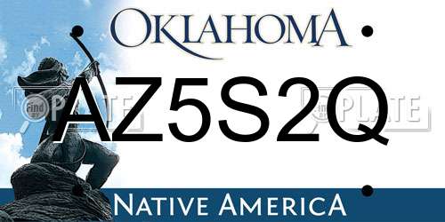 AZ5S2Q Oklahoma License Plate